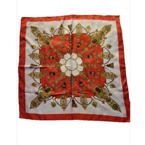 Luxury Silk Feel Scarf Women Designer Style Chain Belt Print Wrap Shawl 35" Sq